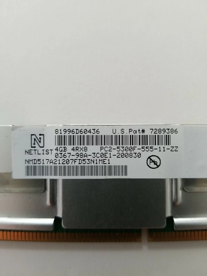 Memória RAM NMD517A21207FD53NIME1 4GB 4Rx8 PC2 DDR2 PC2-5300F ECC REGIST FB-DIMM - Imagem 2 de 4