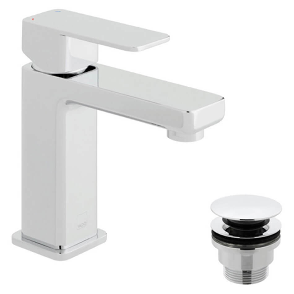 Vado Phase mono basin mixer tap with click-clack pop-up waste. PHA-200F/CC-CP