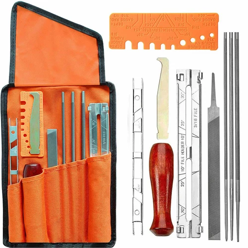 10pc File Set Sharpening Kit File Bag - For Chainsaw Chain Chainsaws Sharpening,