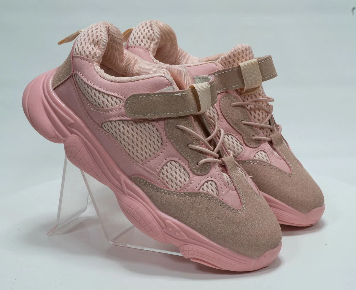 Girls Cute Pink Size 4 Running Training Gym Sneakers Lace Up Low