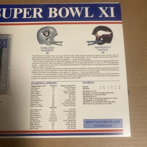 Super Bowl XI Patch (11) OAKLAND RAIDERS V. MINNESOTA VIKINGS - Picture 3 of 10
