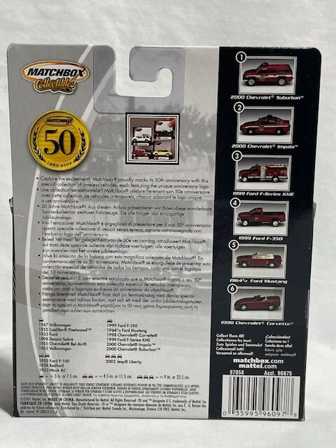 2002 Matchbox Collectibles 50 Years 2000 Chevy Impala Fire Car, NIB, VHTF, 1/64 - Image 3 of 3