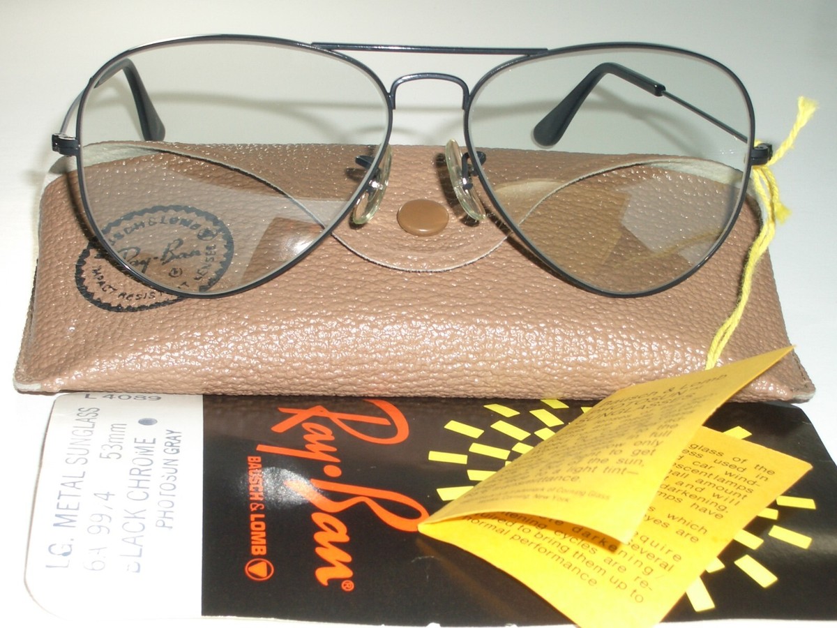 1960's 58[]14 VINTAGE B&L RAY BAN L4089 BLK PHOTOCHROMIC AVIATOR