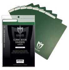 100 Max Pro Green Plastic Comic Book Dividers with Folding Write On Tab