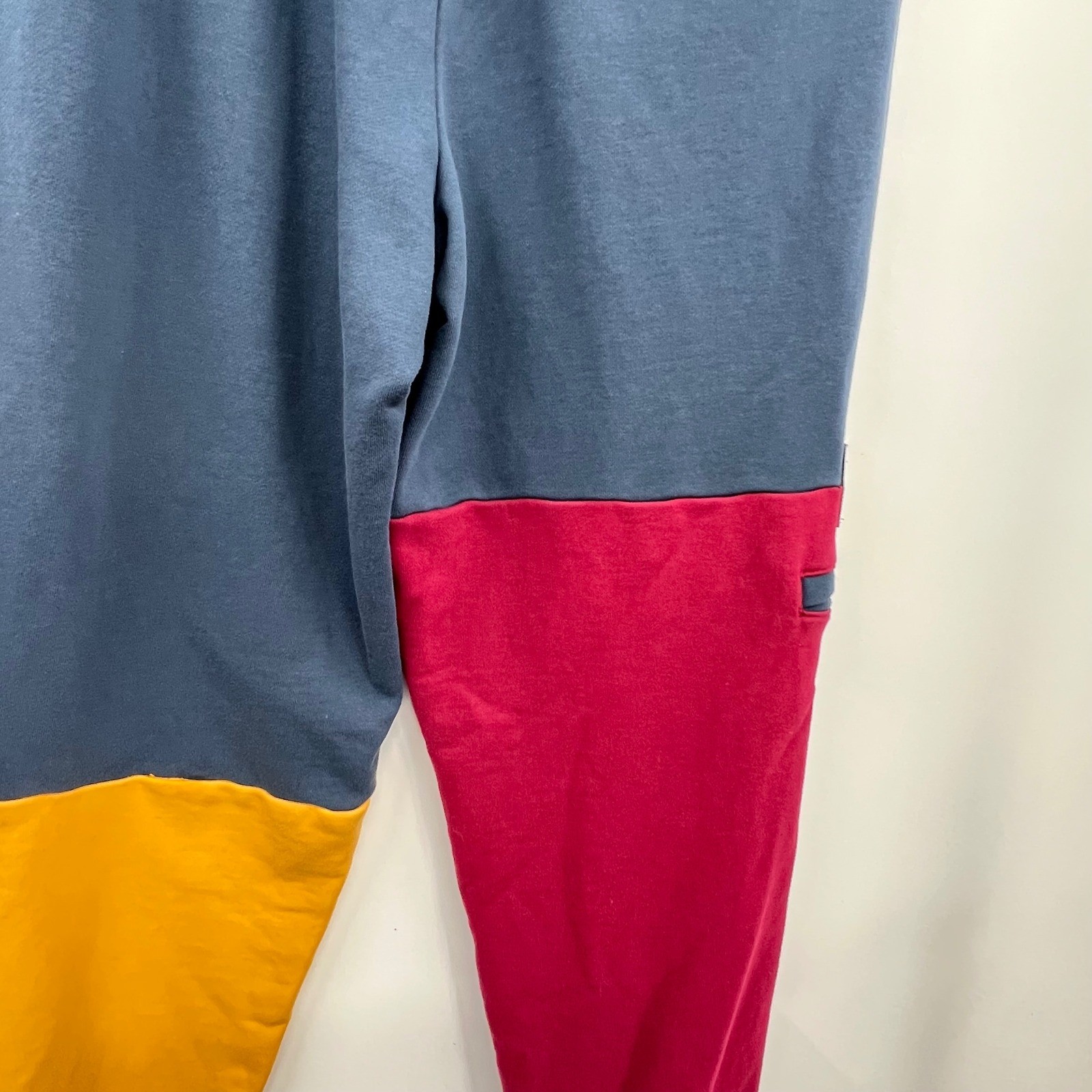 New Balance Mens Colorblock Joggers Navy Burgundy Gold Fleece Sweatpants Large thumbnail 8