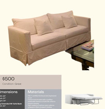 Willow II 84" Slipcovered Queen Sleeper Sofa Beige Cotton Track Arms