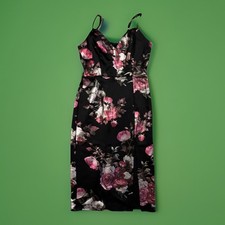 Sweet.Storm Black Floral Rose Print Spaghetti Strap Midi Dress Junior Size S
