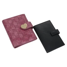 GUCCI GG Canvas Day Planner Cover 2 Set Black Purple Auth ti2799