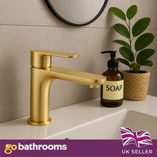 Gold Bathroom Basin Mixer Tap Single Lever Mono Sink Tap + Click Clack Waste