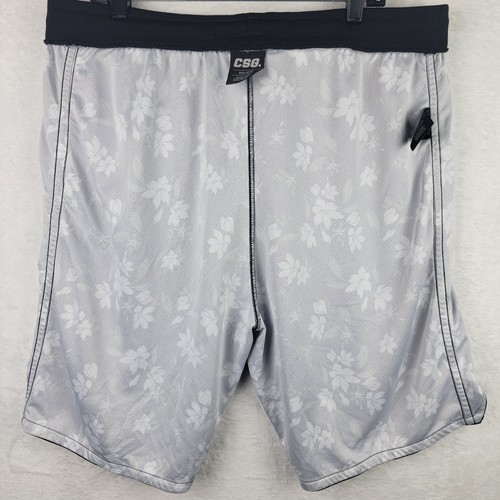 Men's 3XL Long Jeresy Shorts Drawstring Pockets Active Sport Black Tropical - Picture 6 of 10