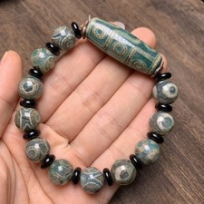 12MM Collect Tibetan Style Old Agate Three/Nine Eyes Dzi Bead 11PCS Bracelet