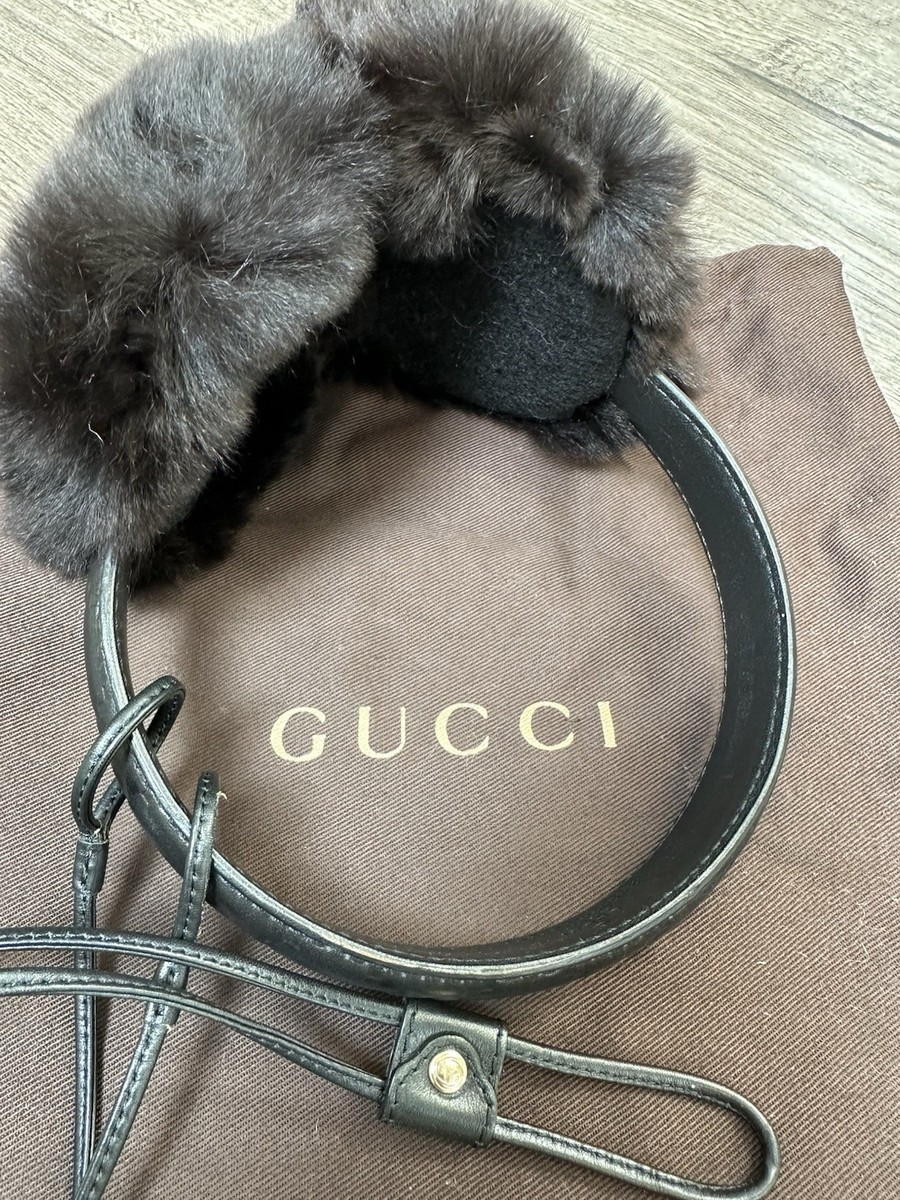 GUCCI RABBIT FUR EARMUFFS DARK BROWN | eBay