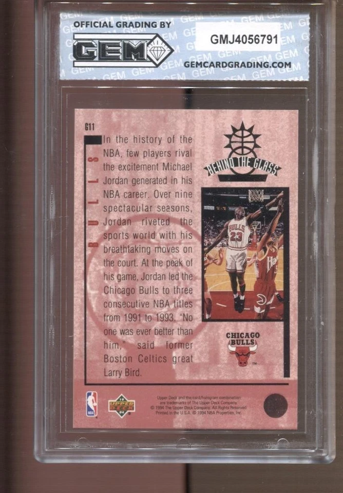 Michael Jordan Upper Deck SE 1993-94 detrás de la gema de vidrio como nuevo 10 Chicago Bulls Foto 2 de 2
