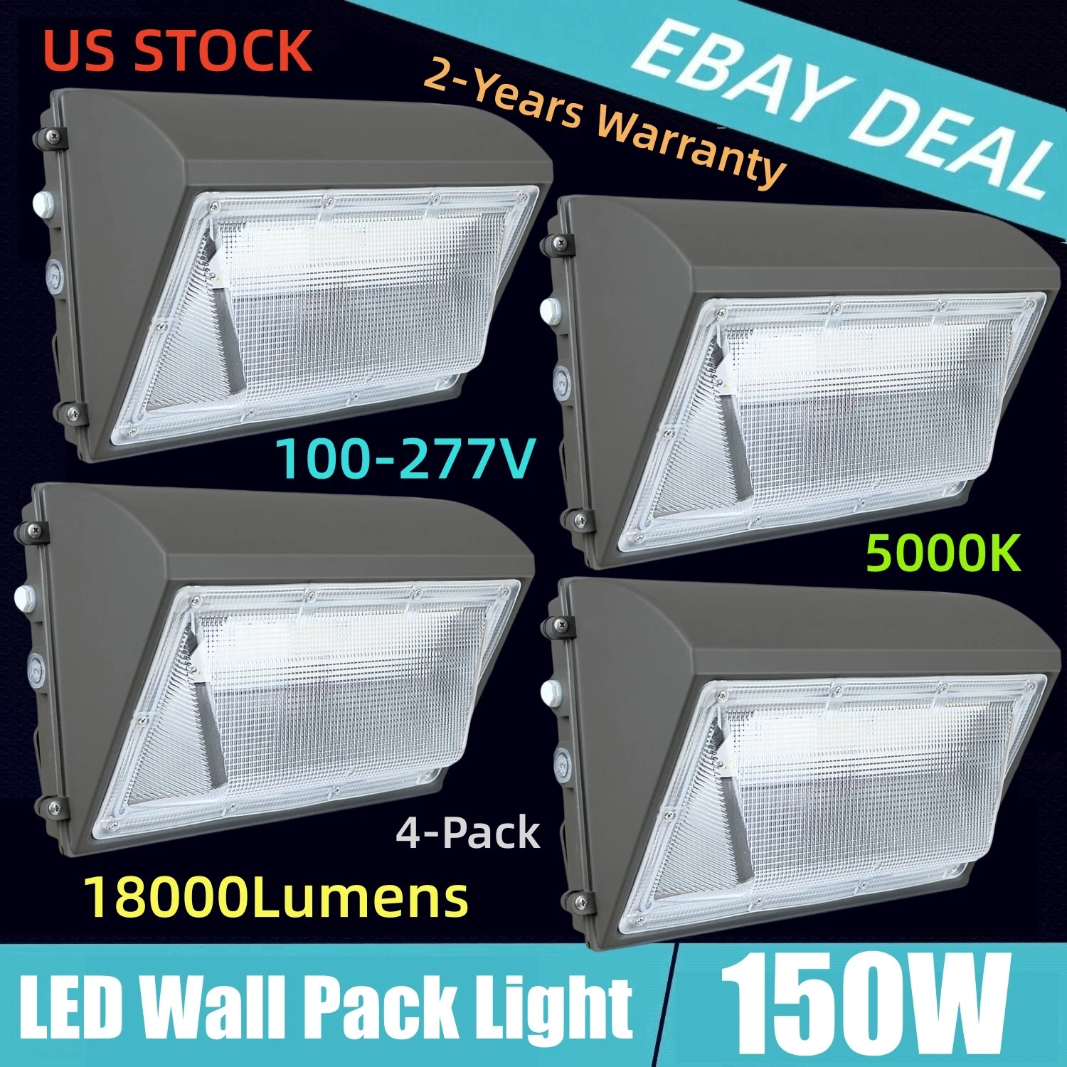 LED Wall Pack Light Dusk-to-Dawn Security Light for Garage Backyard Barn-4 Pack