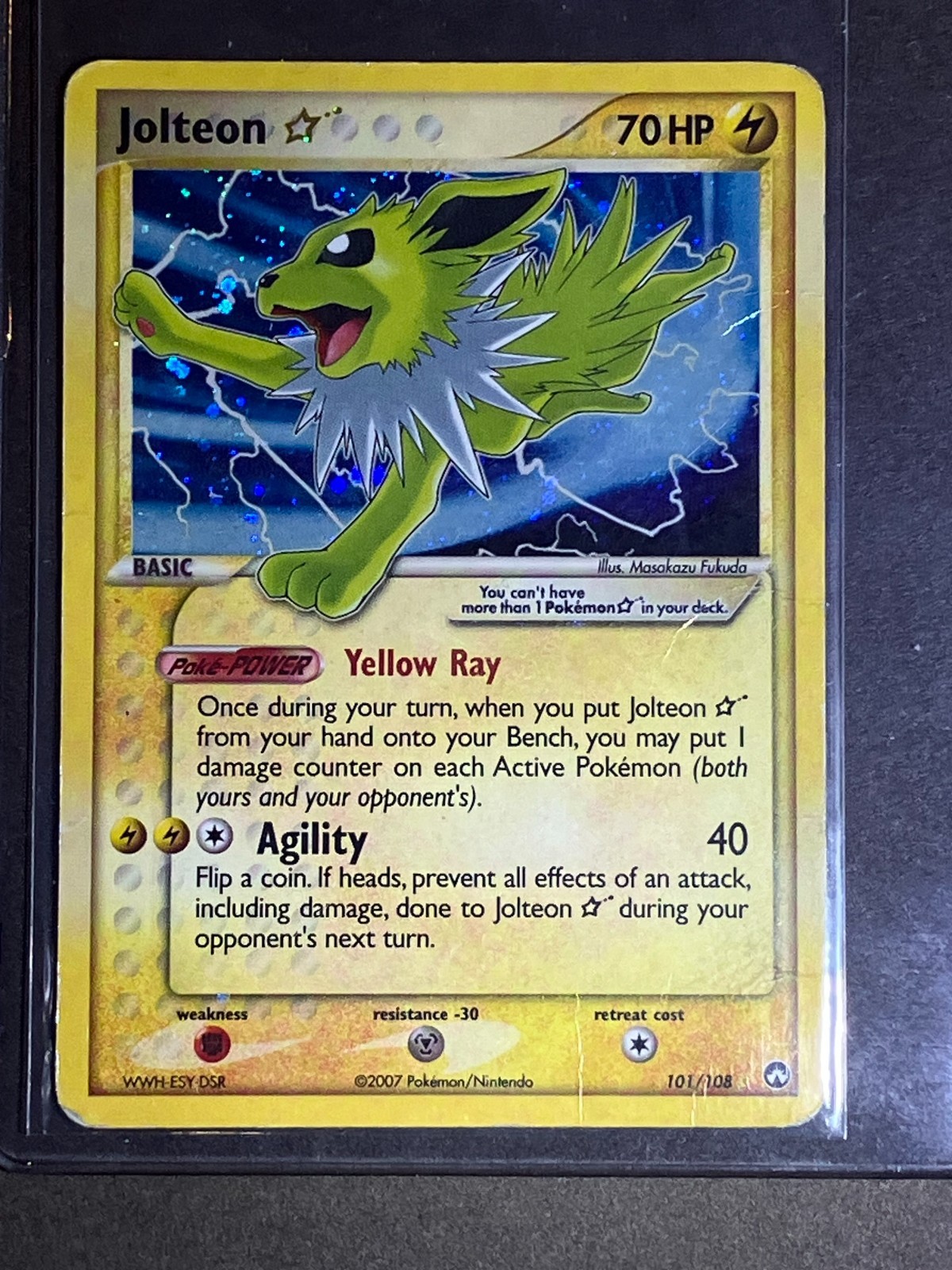 Jolteon Gold Star 101/108 EX Power Keepers Holo Rare (Heavily Played)