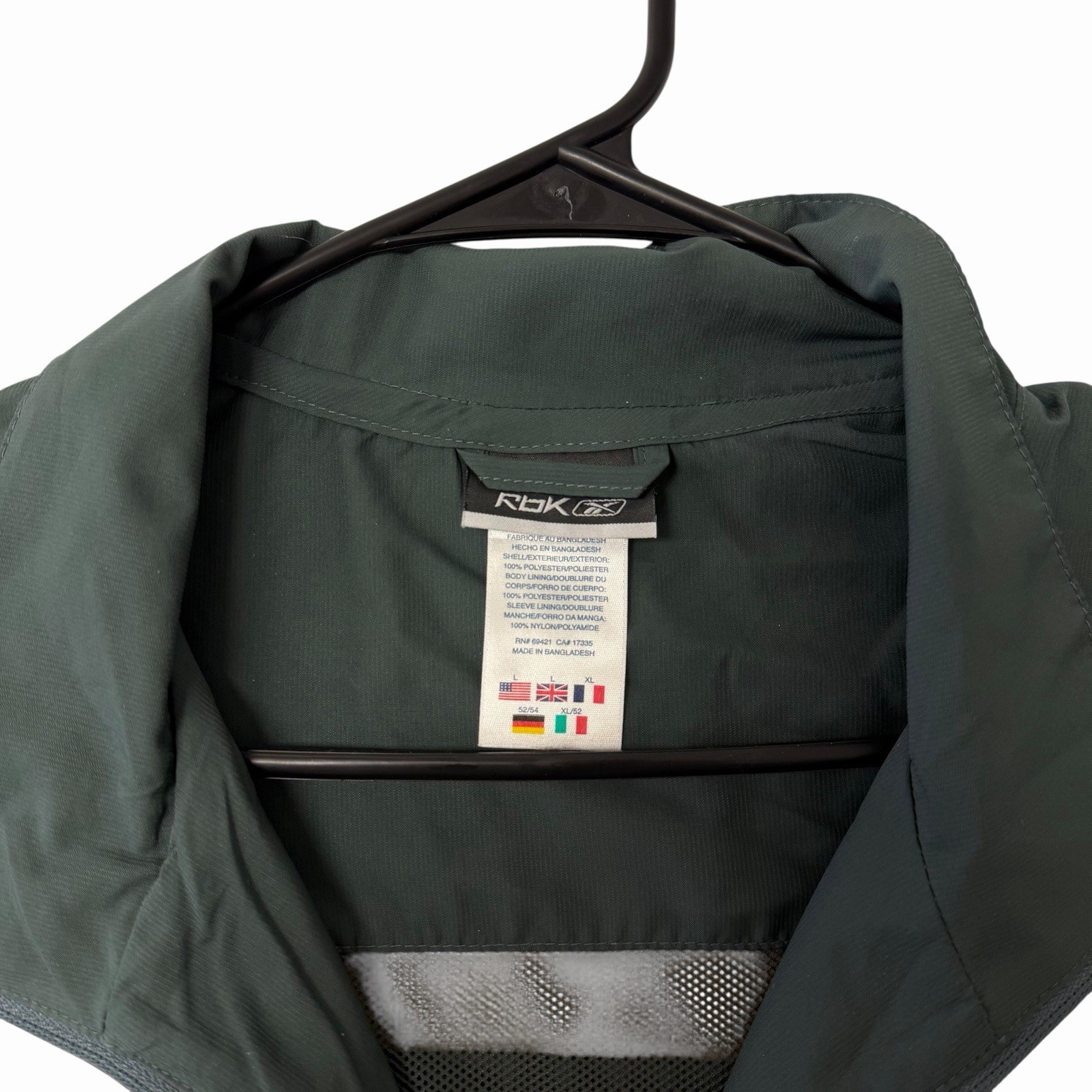 Classic Dark Green & Tan Men's Reebok Windbreaker Jacket Size Large Full Zip thumbnail 9