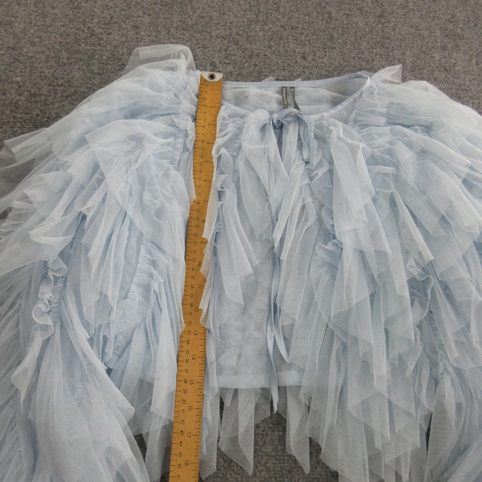 Anthropologie Jacket Womens Small Petite Blue Tulle Ruffle Sheer Capelet - Image 3 of 4
