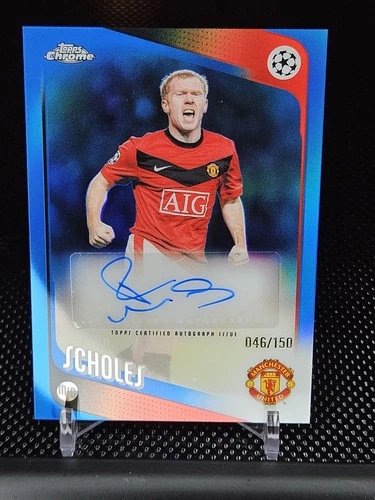 2025-26 Topps Chrome UEFA Paul Scholes Legends Auto /150 Blue Refractor SP