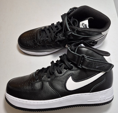 Nike Mens 12 Air Force 1 Mid By You Custom Shoes Shadow Black Leather HF0660-900