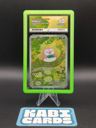 ACE 10 Rowlet 090/088 IR Perfect Order Graded Card w/Guard │ Perfect Subgrades