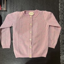 Gucci Pink Glitter GG Supreme Cardigan Size 4