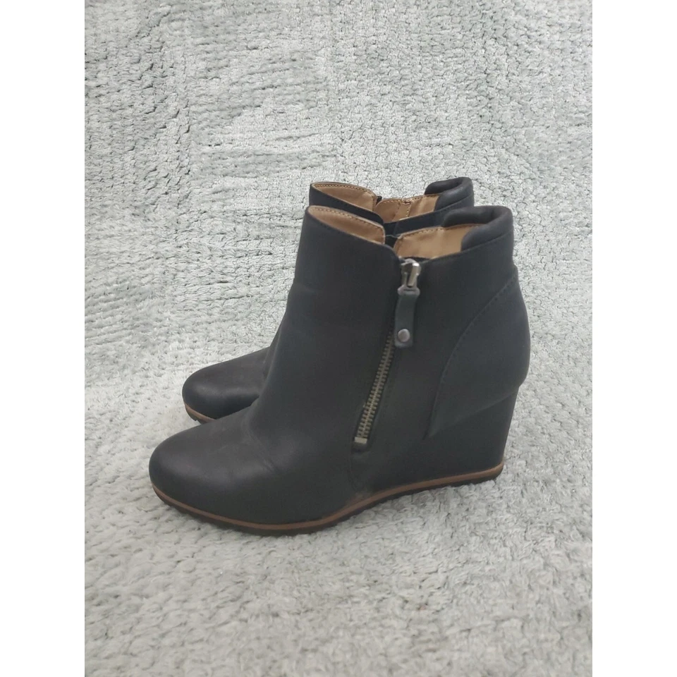Soul by Naturalizer Wedge Ankle Boots Women’s Size 9M Black Leather Zip-Up Booti - Image 2 of 4