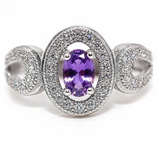 2CT Amethyst  White Topaz 925 Genuine Sterling Silver Ring Sz 7