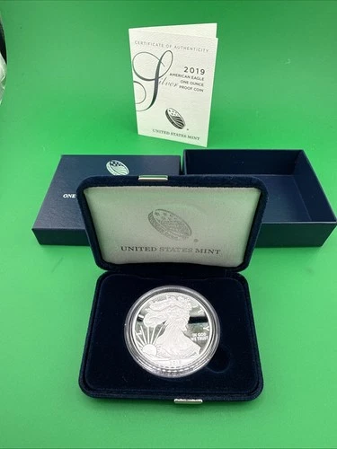2019-W Proof $1 American Silver Eagle Box, OGP & COA