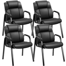 OLIXIS Waiting Room Chairs Set of 4, Leather Office Desk Reception Guest Stat...
