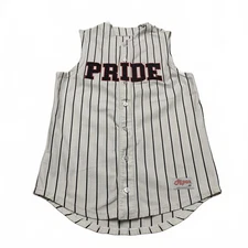 Ripon Athletic PRIDE #1 Mens Sz 40 White Striped Baseball Jersey Sleeveless USA