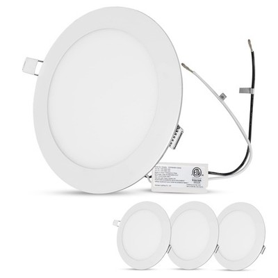 Facon 6.5Inch 12V LED RV Puck Light, 4Packs Aluminum Slim Recessed Mount Ligh...
