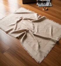 LOUIS VUITTON Monogram Large Silk Wool Beige Champagne Scarf Shawl Wrap Stole