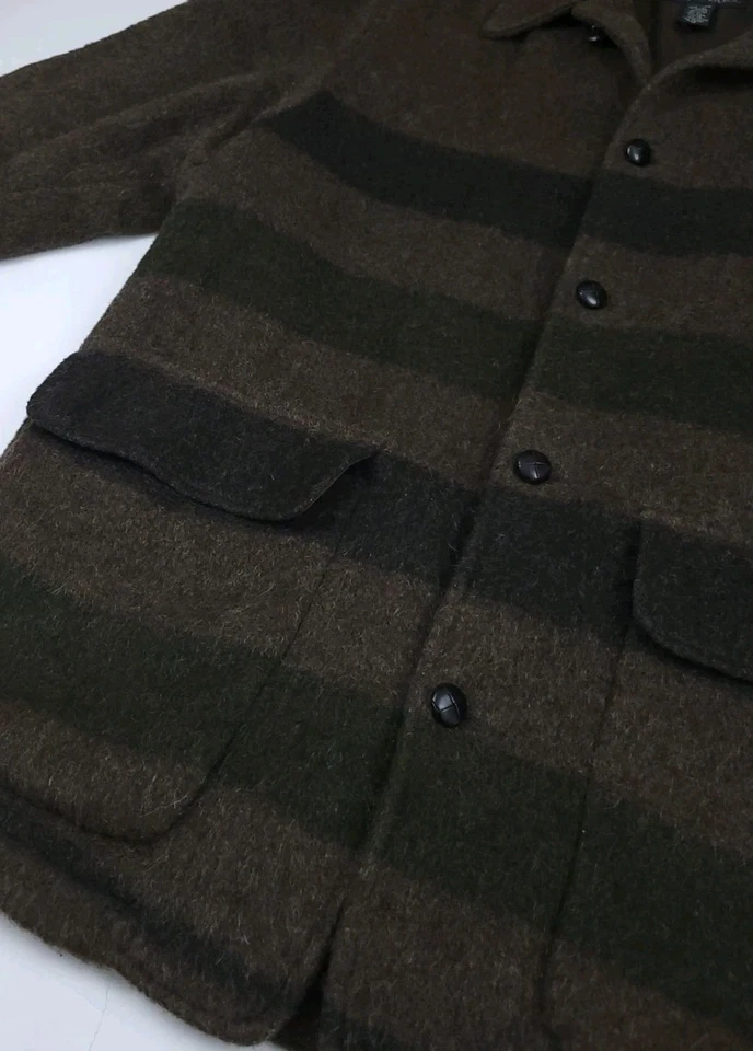 Vintage Banana Republic Wool Mohair Blanket Striped Coat Jacket Lined Rare USA M - Image 3 of 4