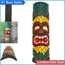 Tiki Mask Wall Decor 20 Inch Hand Carved Wood Hawaiian Tropical Art Outdoor