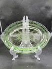 Vtg Anchor Hocking Cameo Ballerina Uranium Green Depression Glass 12" Platter