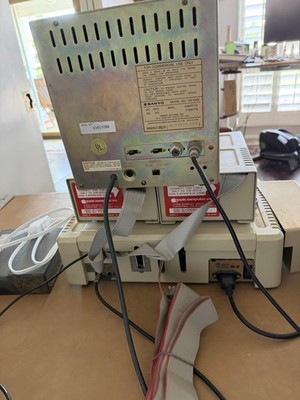 AppleⅡ plus diskⅡ 2台 モノクロディスプレイモニタ Apple II Plus Computer w/ Dual Disk II Drives Sanyo Monitor VM4509