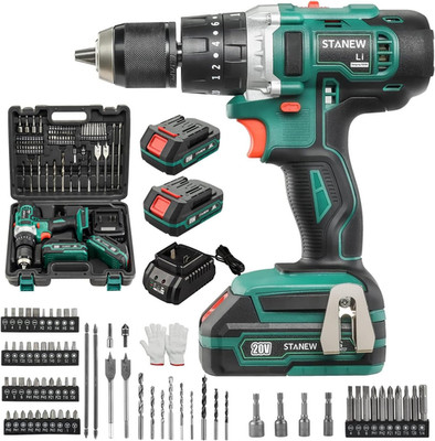 STANEW Akku-Schlagbohrschrauber, 3-In-1-Schraubenbohrschrauber-Set, 20 V Li-Ione