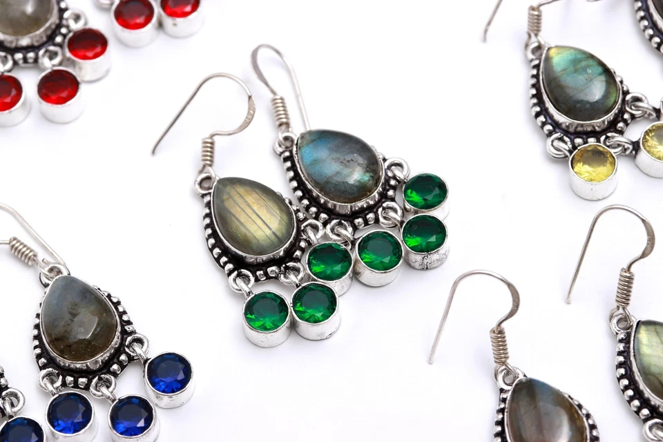 Labradorite With Mix Gemstone Wholesale Earring Jewelry Lot 925 Sterling Silver - Image 3 of 4