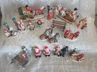 Lot of 21 Lefton Colonial Village Figurines with 2  horse carriage's & 2 Santas!