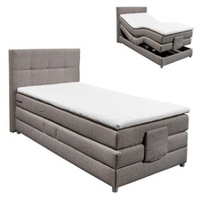 Motor-Boxspringbett - silver - H2 - Schaumtopper - 100x200 cm Doppelbett