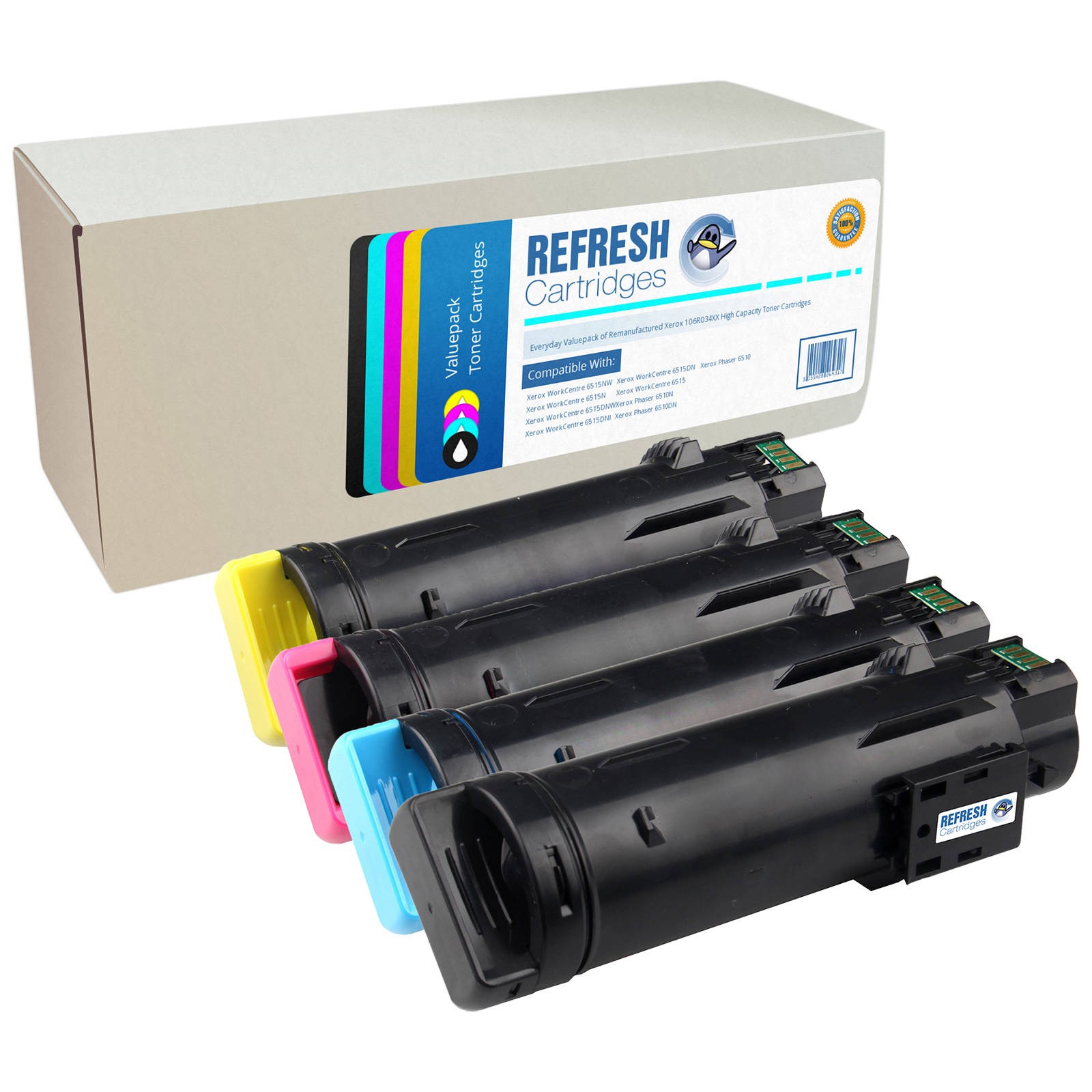 Refresh Cartridges Full Set Toners Compatible With Xerox Phaser/Workcentre 6515