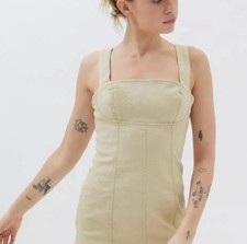 Urban Outfitters Golden Hour Denim Buckle  Tan Dress Size Large