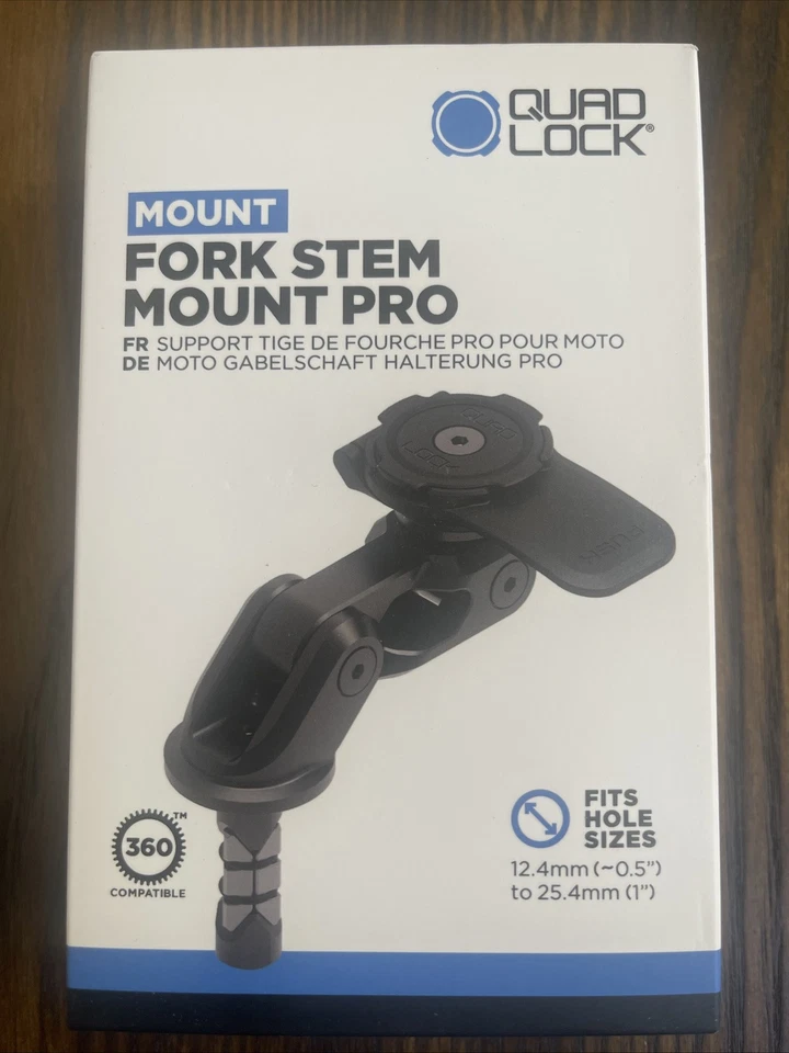 QUAD LOCK Motorcycle Fork Stem Phone Mount PRO + Universal Adapter Quadlock NEW - Image 3 of 4