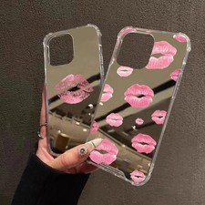 Red Lips Makeup Mirror Phone Case For iPhone 17 16 15 14 13 12 11 Pro Max