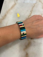 Multi Stone Inlay Stretch Expansion Bracelet Southwestern Style Turquoise Color