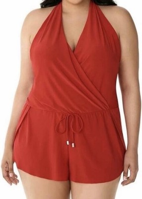 NWT Magicsuit Plus Sz 18W Solid Bianca Romper One-Piece Swimsuit RED Resort