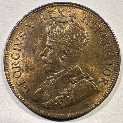 1934 South Africa Penny King George V BU Luster Great Type Coin