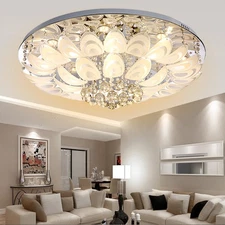 Modern Crystal Chandelier Luxury Flush Mount Ceiling Lamp Pendant Dia 80 cm US