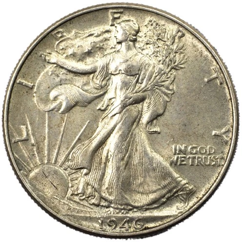 1946-P Walking Liberty Silver Half Dollar 50c AU/BU+