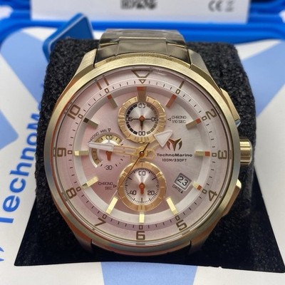 **NEW** TechnoMarine Ocean Quantum Men's - 44mm, Gold (TM-318118) Original Box